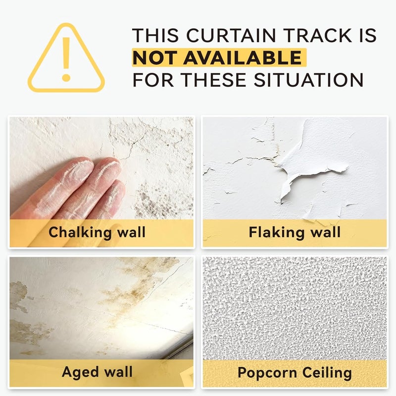 gonnrly Adhesive Ceiling Curtain Track, Paste Type No Need to Drill, Suitable for Smooth Ceiling or Wall, Closets, Door and Window Frames, Meet Multi-Scenario and Multi-Functional Needs-4.56M/15FT - Image 2